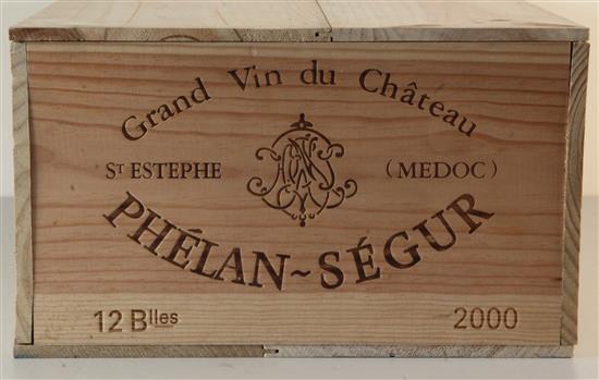 A case of twelve bottles of Chateau Phélan-Ségur Medoc 2000.